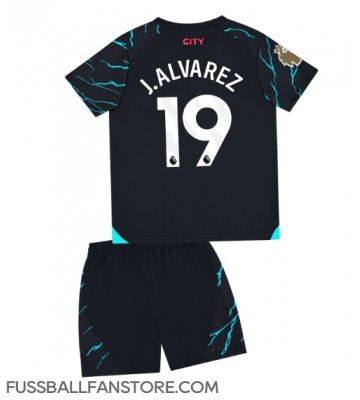 Manchester City Julian Alvarez #19 Replik 3rd trikot Kinder 2023-24 Kurzarm (+ Kurze Hosen)